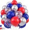 Red Blue Silver Balloons, Blue and Red Balloons, Royal Bule Red Silver Balloons Confetti Balloons for Hero Theme Man Birthday Boys Baby Shower Wedding Anniversary Party Independence Day Decorations